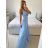 Langes Chiffon-Kurzarmkleid für Damen (S/M ONE SIZE) ITALIAN FASHION IMWGS231048 -   béžová smetanová -   S / M