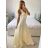 Langes Chiffon-Kurzarmkleid für Damen (S/M ONE SIZE) ITALIAN FASHION IMWGS231048 -   béžová smetanová -   S / M