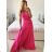 Langes Chiffon-Kurzarmkleid für Damen (S/M ONE SIZE) ITALIAN FASHION IMWGS231048 -   béžová smetanová -   S / M