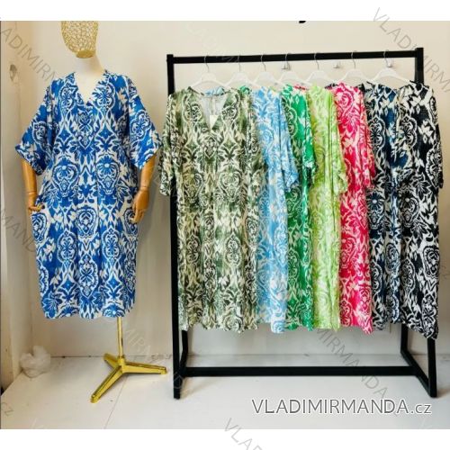 Langes Sommerkleid mit kurzen Ärmeln für Damen (Einheitsgröße S/M) ITALIAN FASHION IMPEM23VA715