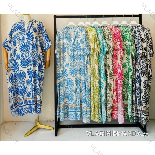 Langes Sommerkleid mit kurzen Ärmeln für Damen (S/M Einheitsgröße) ITALIAN FASHION IMPEM25VA1221