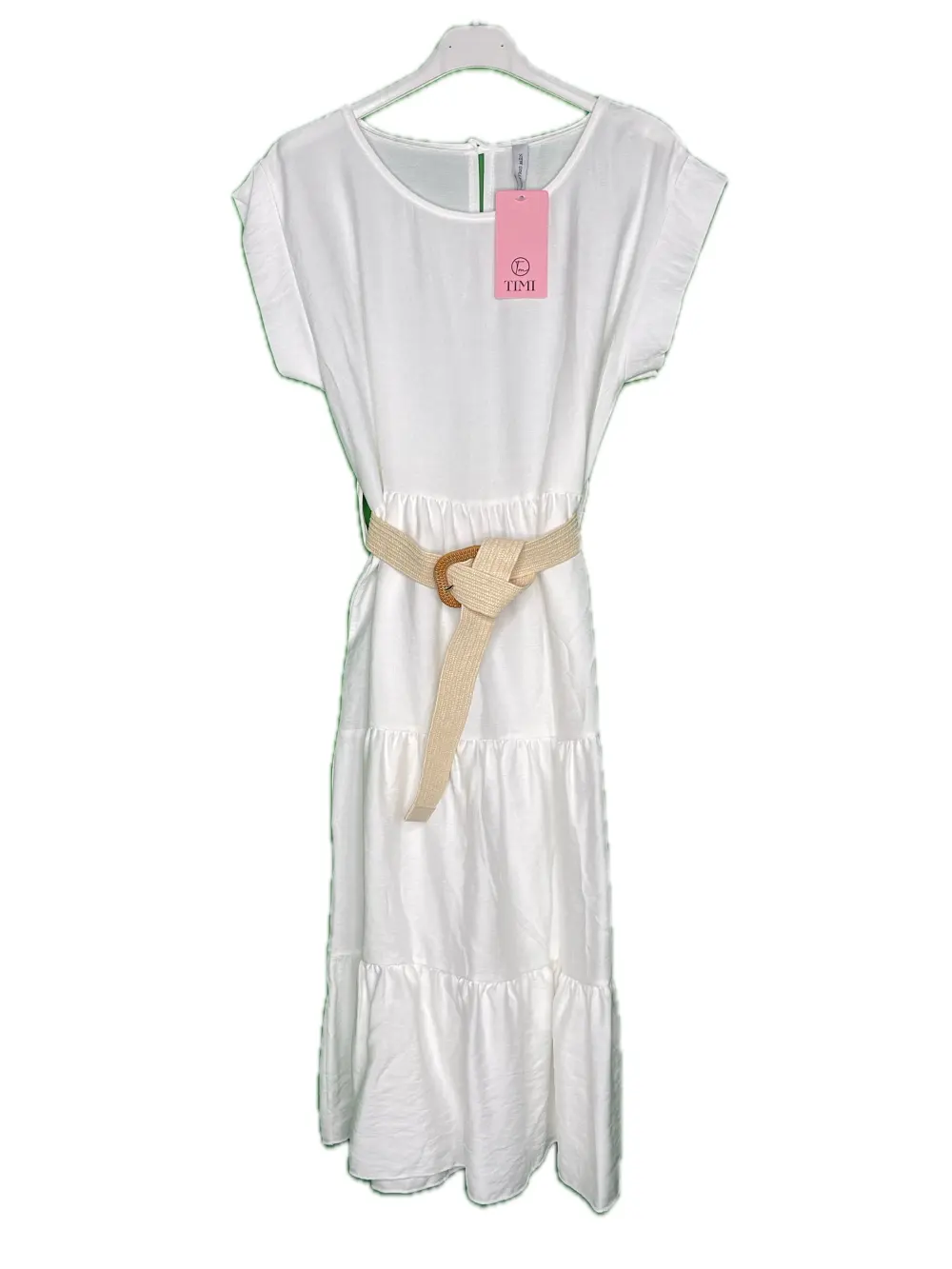 Damen-Sommerkleid mit Gürtel, kurzärmelig (S/M Einheitsgröße) ITALIAN FASHION IMPBB24E90589