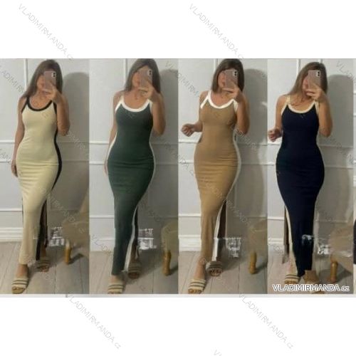 Langes trägerloses Sommerkleid aus Satin für Damen (S / M / L ONE SIZE) ITALIAN FASHION IMM22694