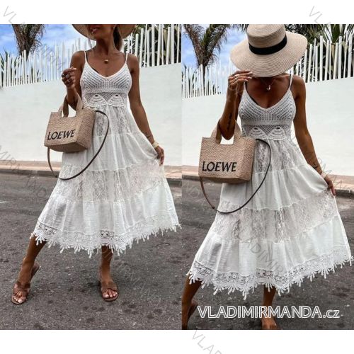 Trägerloses Sommer-Boho-Spitzenkleid für Damen (Einheitsgröße S/M) ITALIAN FASHION IMPEM24IND7712