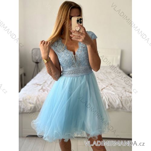Kurzärmliges Kleid aus Spitze und Baumwolle für Damen (Einheitsgröße S/M) ITALIAN FASHION IMM23M7267