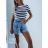 Langes Chiffon-Kurzarmkleid für Damen (S/M ONE SIZE) ITALIAN FASHION IMWGM23456 dunkelblau S / M
