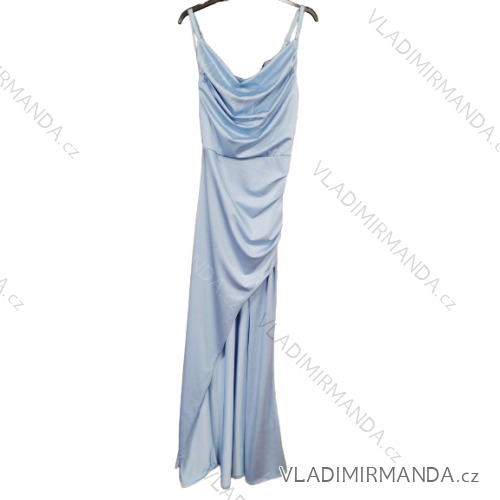 Šaty elegantní společenské na ramínka dámské (S/M ONE SIZE) ITALSKÁ MÓDA IM321608 -   hellblau -   S / M
