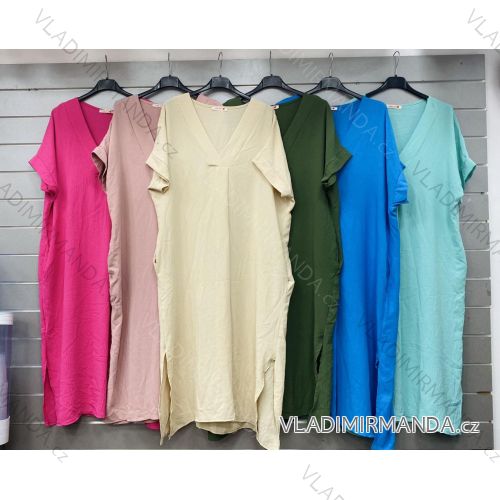 Langes Chiffon-Kurzarmkleid für Damen (S/M ONE SIZE) ITALIAN FASHION IMWGS231048