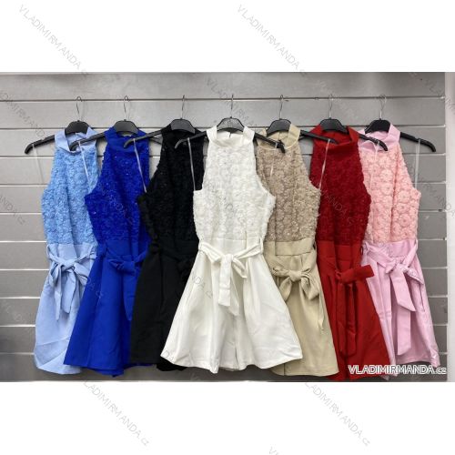 Langes Chiffon-Kurzarmkleid für Damen (S/M ONE SIZE) ITALIAN FASHION IMWGS231048