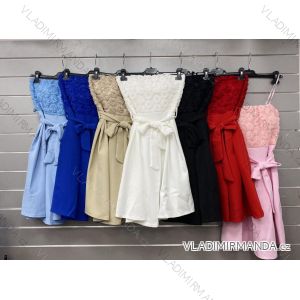 Langes Chiffon-Kurzarmkleid für Damen (S/M ONE SIZE) ITALIAN FASHION IMWGS231048