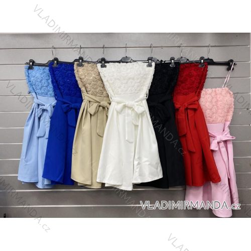 Langes Chiffon-Kurzarmkleid für Damen (S/M ONE SIZE) ITALIAN FASHION IMWGS231048
