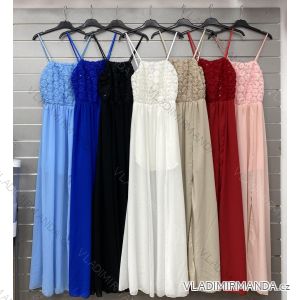 Langes Chiffon-Kurzarmkleid für Damen (S/M ONE SIZE) ITALIAN FASHION IMWGS231048