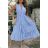 Langes Chiffon-Kurzarmkleid für Damen (S/M ONE SIZE) ITALIAN FASHION IMWGM23456 -   blau -   M / L