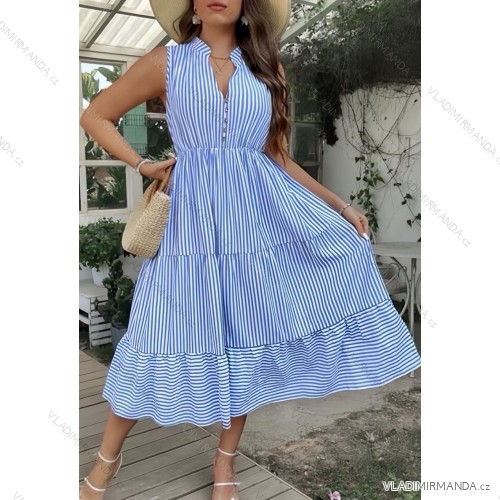 Langes Chiffon-Kurzarmkleid für Damen (S/M ONE SIZE) ITALIAN FASHION IMWGM23456 -   blau -   M / L
