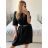 Sommerliches Leinen-Hemdkleid für Damen (L/XL EINHEITSGRÖSSE) ITALIAN FASHION IM722LENA/DR - Schwarz - S/M