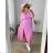 Langes Viskose-Kurzarmkleid für Damen (Einheitsgröße S/M/L) ITALIAN FASHION IMWBH24056