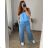 Damen Warmes Langarmkleid (L / XL ONE SIZE) ITALIAN FASHION IM421MIA 46/48 hellblau