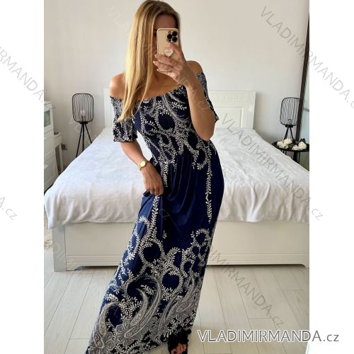 Langes, elegantes Icecool-Kurzarmkleid für Damen (M/L, XL/2XL) AINUOSI ITALIAN FASHION IMB247011