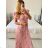 Damen-Sommerkleid mit kurzen Ärmeln und Fransen im Carmen-Stil (M/L, XL/2XL, Einheitsgröße) ITALIAN FASHION IMB23B231 -   grün -   M / L