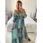 Langes indisches Carmen-Sommerkleid für Damen mit kurzen Ärmeln (S/M/L Einheitsgröße) INDIAN FASHION IMM24M846