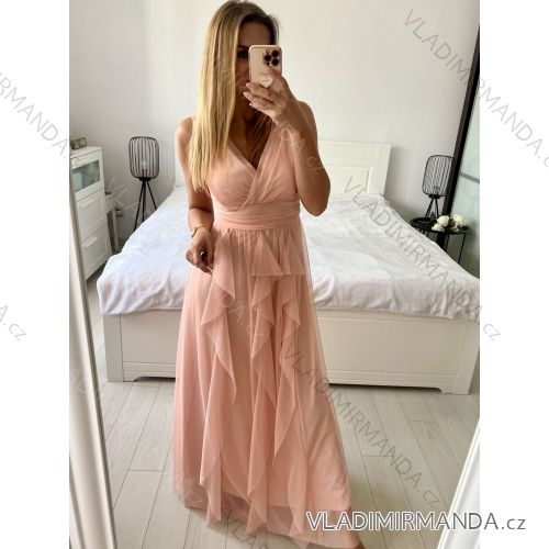 Langes, elegantes, ärmelloses Partykleid für Damen (Einheitsgröße S/M) ITALIAN FASHION IMPSH2420023