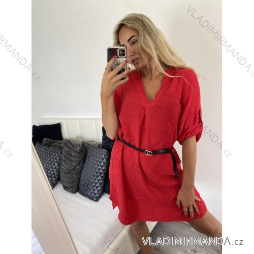 Shirt verlängert 3/4 Langarm Damen (L/XL/2XL ONE SIZE) ITALIAN FASHION IM423025 -   rot -   M / L