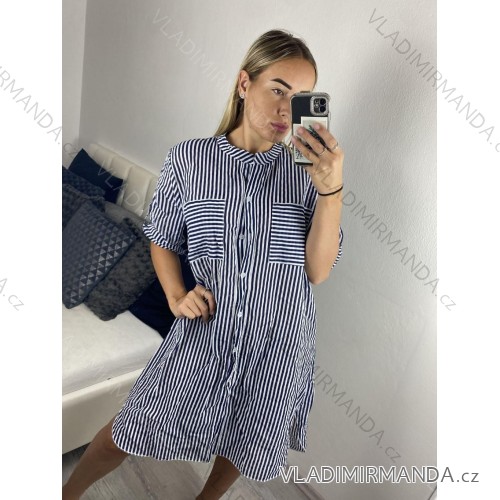 Šaty košilové oversize krátký rukáv dámské nadrozměr (XL/2XL ONE SIZE) ITALSKá MODA IM723005 XL/2XL dunkelblau