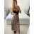 Mittellanger Satinrock für Damen (Einheitsgröße S/M) ITALIAN FASHION IMM23UN6886 S / M hnědá gepard