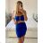 Kurzes, lässiges Kurzarmkleid für Damen (Einheitsgröße S/M) ITALIAN FASHION IMPSH236544 S / M Königsblau