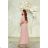 Langes, elegantes Damenkleid mit breiten Trägern (SL) FRENCH FASHION FMPEL23VELVET Rose alte Rose 48