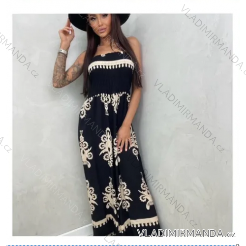 Elegantes Sommerkleid mit glitzernden Pailletten für Damen (Einheitsgröße S/M) ITALIAN FASHION IMPBB23O3837 schwarz S / M