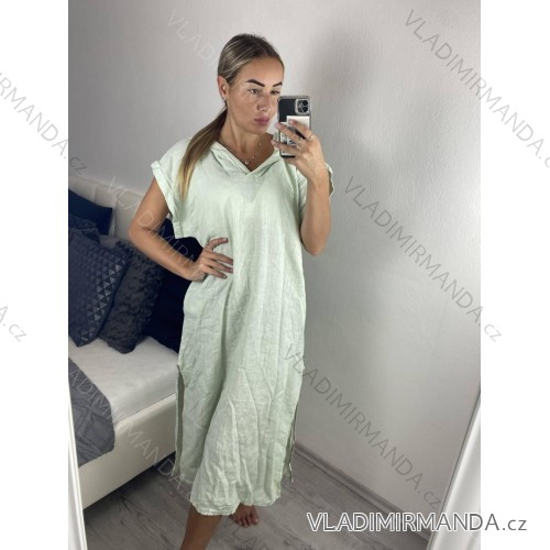Langes Damenkleid mit Reißverschluss und langem Ärmel (uni m / xl) ITALIAN FASHION IM520351 M-XL pink -   zelená lipová -   XL/2XL