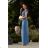Langes, elegantes Damenkleid mit breiten Trägern (SL) FRENCH FASHION FMPEL23VELVET blauer Jeansstoff 50