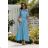 Langes, elegantes Damenkleid mit breiten Trägern (SL) FRENCH FASHION FMPEL23VELVET hellblau 38