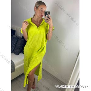 Langes Damenkleid mit Reißverschluss und langem Ärmel (uni m / xl) ITALIAN FASHION IM520351 M-XL pink