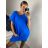 Kurzarmkleid für Damen (Uni L / XL) ITALIAN FASHION IM320003 M / L blau