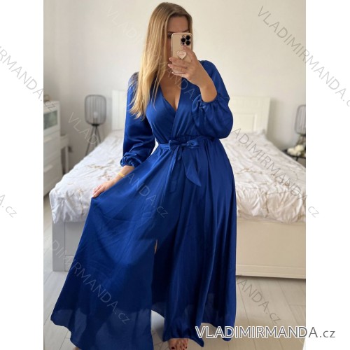 Elegantes Langarmkleid Damen (S / M.ONE SIZE) ITALIAN FASHION IMM211302 -   modrá královská -   S / M