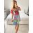 Langes trägerloses Sommerkleid aus Satin für Damen (S / M / L ONE SIZE) ITALIAN FASHION IMM22694 M / L blau
