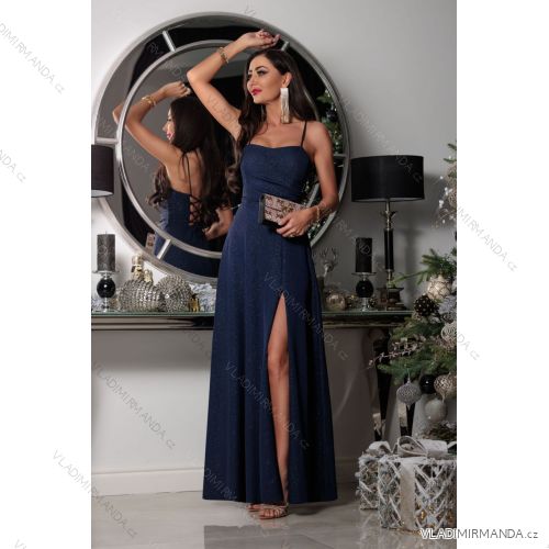 Trägerloses Partykleid aus Tüll für Damen (S/M/L ONE SIZE) ITALIAN FASHION IM923001 dunkelblau 40