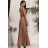 Trägerloses Partykleid aus Tüll für Damen (S/M/L ONE SIZE) ITALIAN FASHION IM923001 hnědá camel 44
