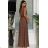 Trägerloses Partykleid aus Tüll für Damen (S/M/L ONE SIZE) ITALIAN FASHION IM923001 brown Schokolade 38
