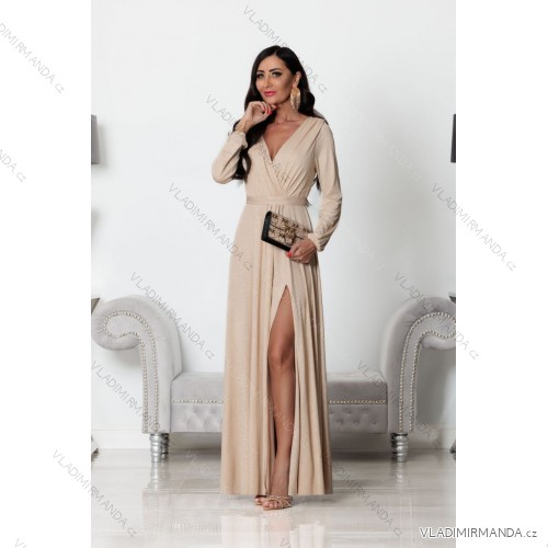 Trägerloses Partykleid aus Tüll für Damen (S/M/L ONE SIZE) ITALIAN FASHION IM923001 světle béžová 38