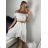 Kurzärmliges Kleid aus Spitze und Baumwolle für Damen (Einheitsgröße S/M) ITALIAN FASHION IMM23M7267 S / M weiß