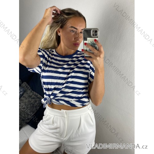 T-Shirt Kurzarm Damen (uni sl) ITALIENISCHE Mode IM518105 S / M blau