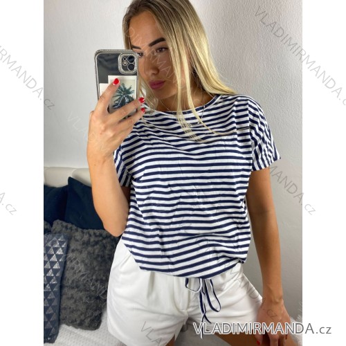 Tunika T-Shirt Kurzarm Frauen prouzek (Uni s / l) ITALIAN FASHION IM520114 S / M blau