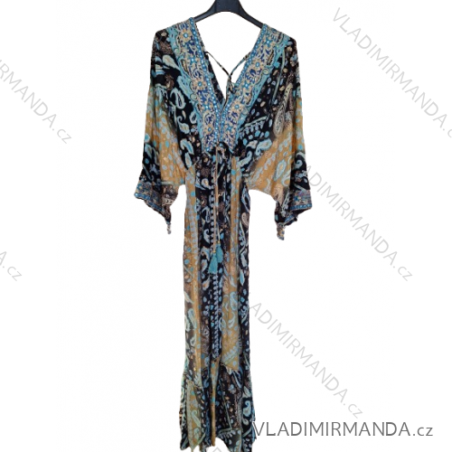 Langärmliges Sommer-Hemdkleid für Damen (S/M/L Einheitsgröße) INDIAN FASHION IMWY23123 -   schwarz -   S / M