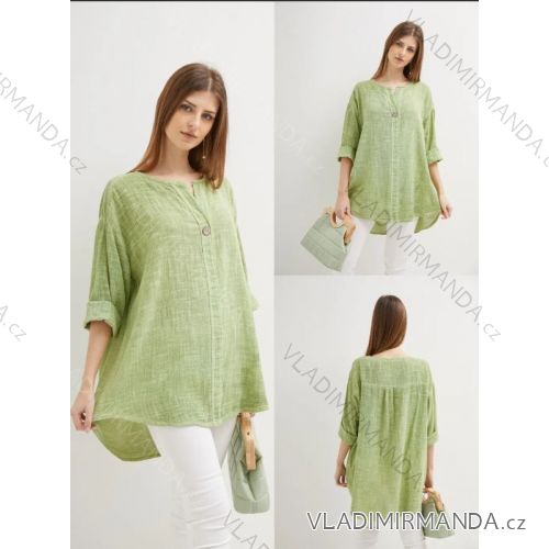 Damen-Oversize-Langarm-Hemd mit verlängerten Ärmeln (S/M ONE SIZE) ITALIAN FASHION IMPLI2234690