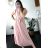 Langes Sommerkleid mit kurzen Ärmeln für Damen (Einheitsgröße S/M) ITALIAN FASHION IMD23430