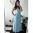 Langes Chiffon-Kurzarmkleid für Damen (S/M ONE SIZE) ITALIAN FASHION IMWGM23456