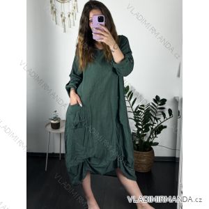 FREIZEITKLEID BAUMWOLLE 3/4 ÄRMEL DAMEN ÜBERGRÖSSE (50/52 EINHEITSGRÖSSE) ITALIENISCHE MODE IM424328
